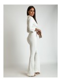 Jumpsuit with wide leg, white AZR0806